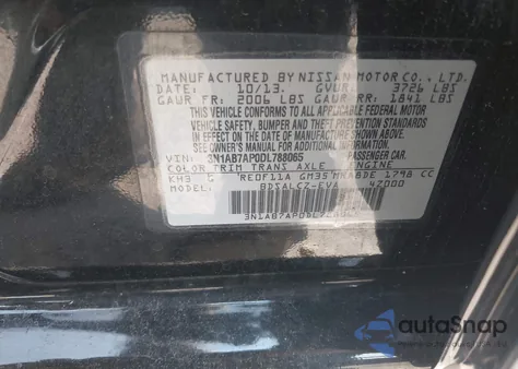2013 Nissan Sentra S z USA, uszkodzony, nr VIN 3N1AB7AP0DL788065
